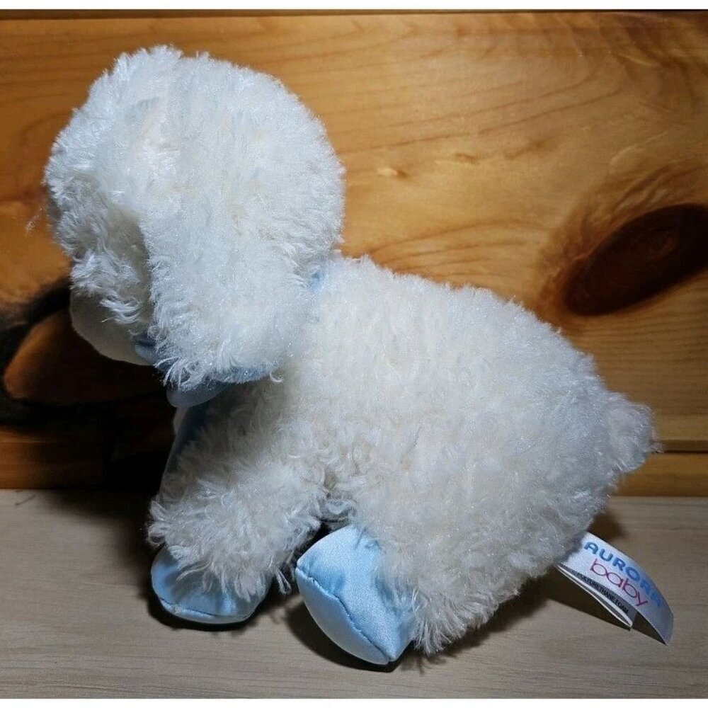 Aurora Baby White and Blue Lamb plush Stuffed Animal Toy 6” - Picture 2 of 10